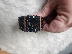 Black Beaded Cuff Bracelet - Picture 1 of 1