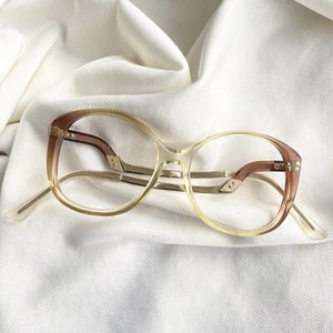 Vintage 70s 80s Drop Arm Eyeglasses Frames Cat Hipster Brown Frames - Picture 1 of 9