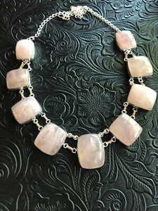 Old Southwest Pink Rose Quartz Artisan Necklace Square Cushion 18-20" - Picture 1 of 5