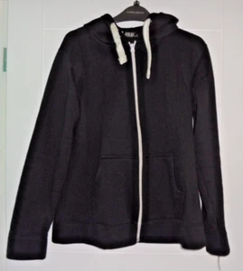 ZED London Black hooded polycotton full-zip FLEECE JACKET - Size UK L - Picture 1 of 5