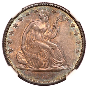 1871 Seated Liberty Half Dollar - Motto 50C NGC MS64 - Picture 1 of 3