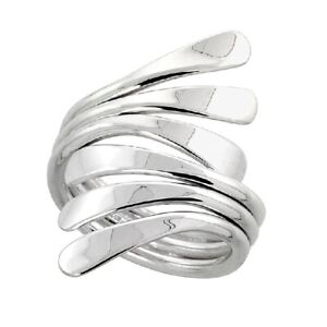 Handmade Sterling Silver Flat Fork Design Finger Wrap Bypass Ring