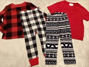 2T gemischtes Set kurz- & langarm Pyjama Outfits Buffalo Karo neu mit Etikett Fair Isle - Bild 1 von 11