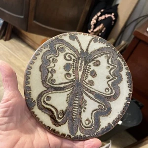 7” Round Ken Edwards Signed Trivet,Butterfly Pattern,Tonala Mexico - Picture 1 of 2