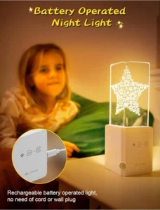 Night Light LED Star Motion Sensor USB Rechargeable Wireless Wall Lamp Kids - Picture 1 of 6
