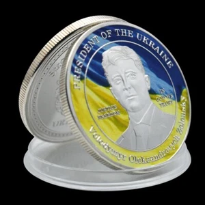 Volodymyr Zelenskyy Silver Coin Ukraine Invasion War Trump Victory USA Flag Old - Picture 1 of 12