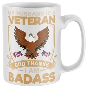 Husband Is A Veteran Gift US Army Mug Wife Anniversary Funny Gifts Mugs - Picture 1 of 4