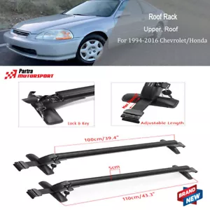43.3" Luggage Carrier Aluminum 2x Universal Car Top Roof Rack Cross Bar w/Lock - Foto 1 di 12