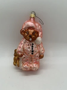 Ornamento in vetro orsacchiotto rosa orsetto sveglio Christopher Radko - Foto 1 di 7