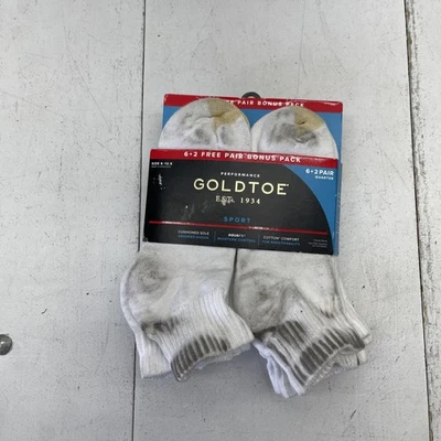 Calcetines deportivos de rendimiento con punta dorada para hombre 6-12,5 cuarto blanco 6+2 pares de bonificación AquaFX Foto 1 de 4