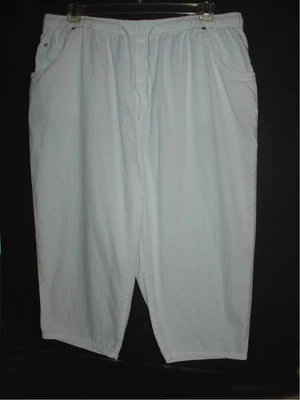 DressBarn capris Womens 3X white seersucker pullon straight leg 5 Pocket 20"Insm - Image 1 of 4