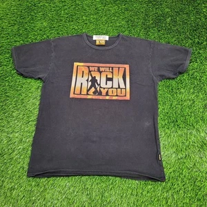 Vintage Y2K Rocker Shirt Medium 20x26 Black We-Will-Rock-You - Picture 1 of 15