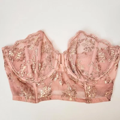 Victorias Secret Dream Angels Corsé de Encaje Sujetador Sin Tirantes Rosa Demure 36DD Foto 1 de 4