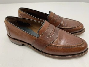 Allen Edmonds "RANDOLPH" Brown Rough Grain Leather Penny Loafers 9 Made in USA - Picture 1 of 14