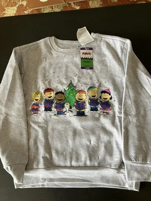 Kids Unisex L Size 10 PEANUTS Blinking Light Up Sweatshirt Christmas Snoopy NWT - Image 1 of 4