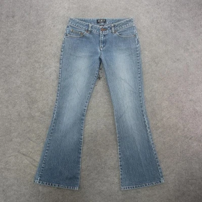 Pantalones de mezclilla Mixit para mujer 6 azules acampanados elásticos tiro medio 5 bolsillos estilo retro Y2K Foto 1 de 4