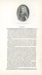 1795 Kupferstich "Rapin" (Paul de Rapin, französischer Historiker) - Bild 1 von 1