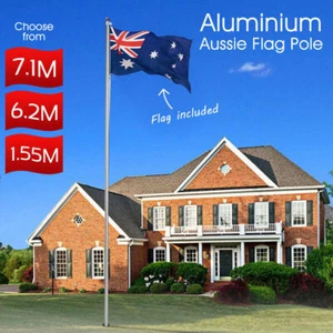 Aluminium Australian Flag Pole 1.55M 6.2M 7.1M Flagpole Full Set - Picture 1 of 30