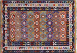Reversible Wool On Wool Kilim Flat Weave Rug 6' 8" X 9' 9" - Q17816 - Picture 1 of 8