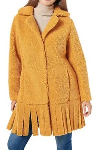 Attitudes by Renee Global Illusions Sherpa Coat Mustard - Picture 1 of 1