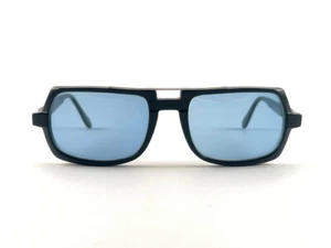 VINTAGE NEOSTYLE TECHNO BLACK RECTANGULAR SUNGLASSES 1980'S GERMANY - Picture 1 of 13