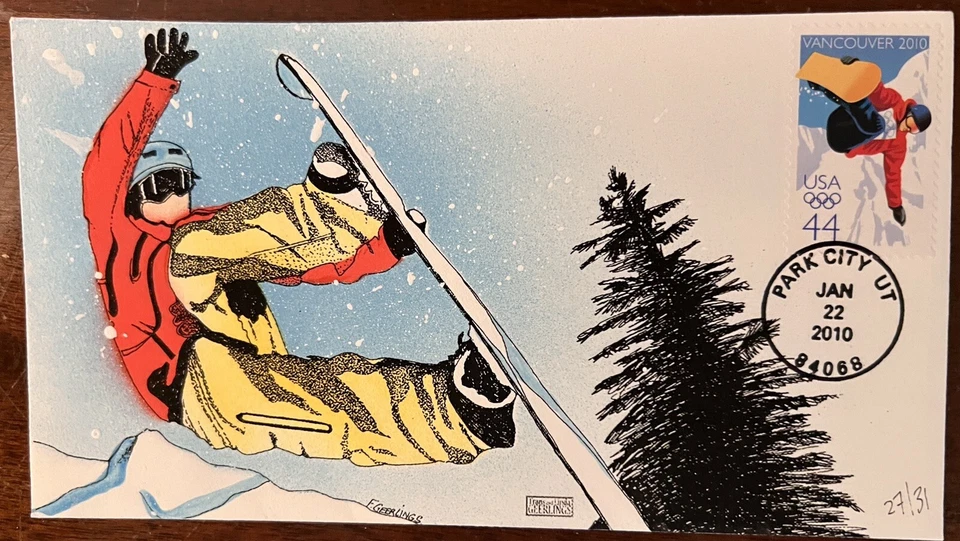 Geerlings 2010  Winter Olympics Skiing-Snowboard Park City Utah USA Hand Painted - Image 1 of 1