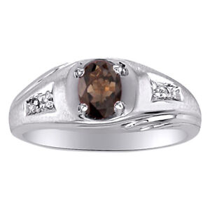Sterling Silver or Yellow Gold Plated Silver Smoky Quartz & Diamond Ring