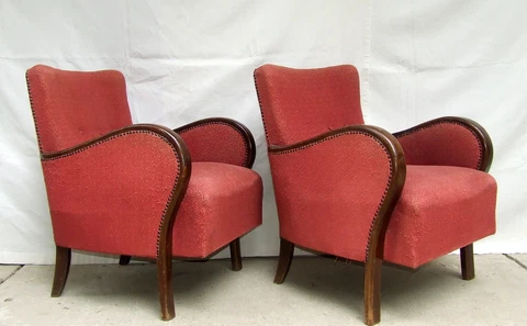 Art Deco Armchairs, Club Cocktail Chairs. Antique Vintage Halabala 1920s 1930s Cover