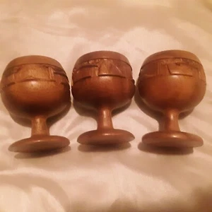 Wooden Landscape Carved Cups (3ct) - Picture 1 of 7
