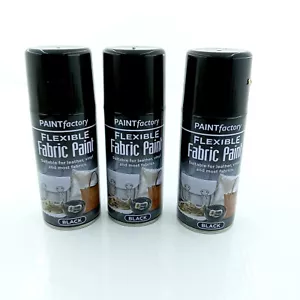 3x Vernice Spray Tessuto Flessibile Nera per Tessuti Pelle Vinile Tessuto Vestiti - Foto 1 di 1
