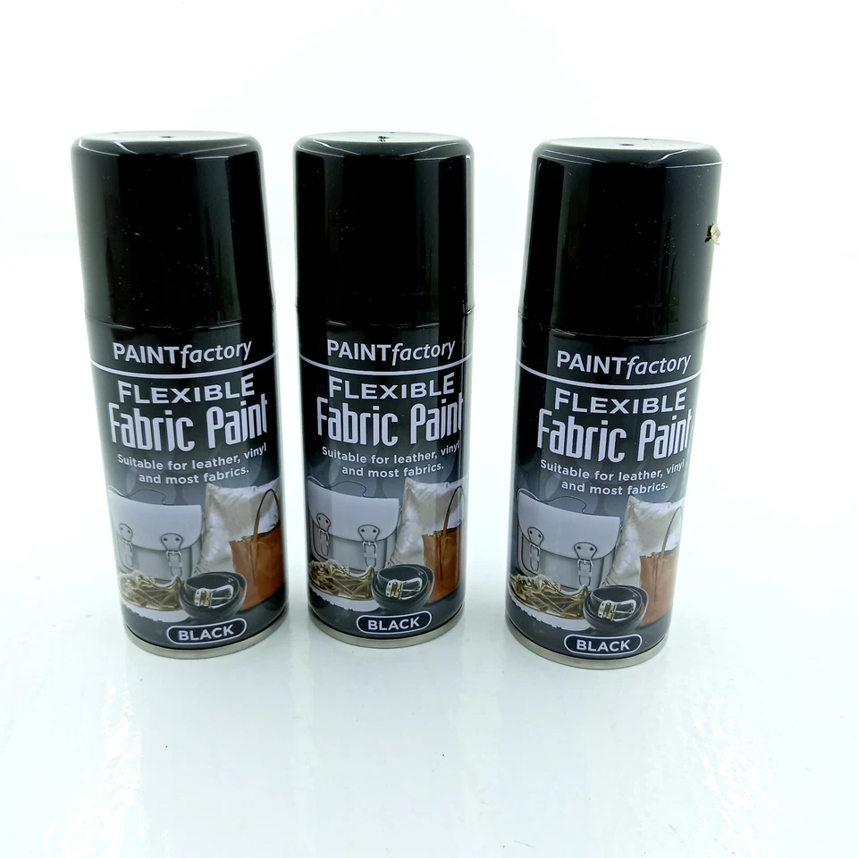 3x schwarze flexible Stoffsprühfarbe für Stoffe Leder Vinyl Textil Kleidung - Bild 1 von 1