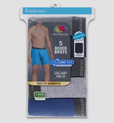 Paquete de 5 calzoncillos boxer Fruit Loom Cool Fly Zone con panel de malla para hombre azul gris rojo nuevos en paquete Foto 1 de 4