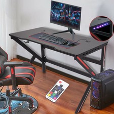Gaming Desk 47.2 inches Home Office Computer Table, Black Gamer Workstation