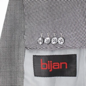 Bijan sport coat mens 38R micro tooth two button black and white silk wool notch - Picture 1 of 19
