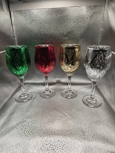 MyGift Vaso Grabado Color Navidad Copas de Vino, Juego de 4 Multicolor - Imagen 1 de 5