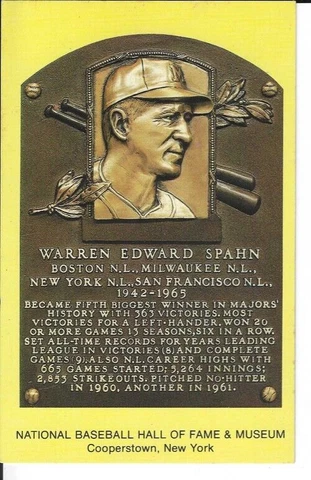 d2003 MILWAUKEE BRAVES - WARREN SPAHN - Postcard - HOF Cover