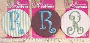 R - INITIAL 3 MONOGRAMMED LETTER PIN PIN-BACK BUTTON 2.5" Badge Morgan USA - Picture 1 of 4