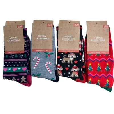 RJM Womens Girls Candy Canes Dogs Christmas Trees Gingerbread Socks Secret Santa