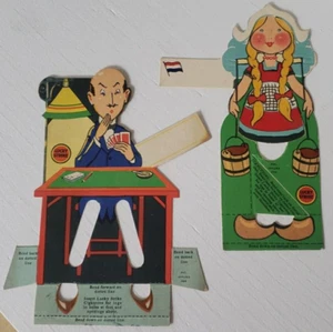 Vintage 1930's LUCKY STRIKE Cigarette ~ Bridge Favor LOT Card Player DUTCH GIRL - Picture 1 of 15