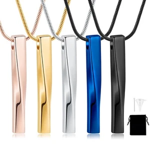 Stainless Steel Twist Bar Cremation Jewellery Urns For Ashes Urn Necklace Gift - Picture 1 of 7