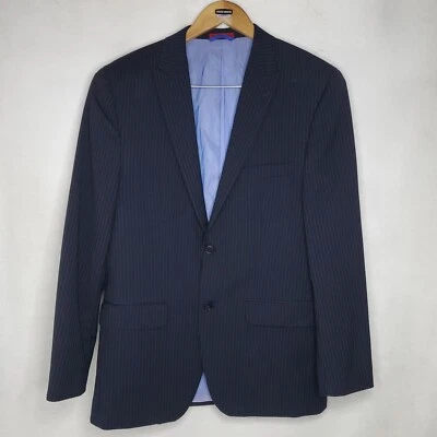 Alfani Slim-Fit темно-синий булавка в полоску 2 кнопки Blazer Sport пальто куртка мужская 40R - Изображение 1 из 4