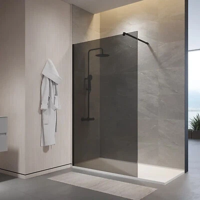 PARAMA PARETE DOCCIA WALK-IN MOD. NAXOS 120 CM H200 VETRO 10MM FUME' PROFILI NERO OPACO