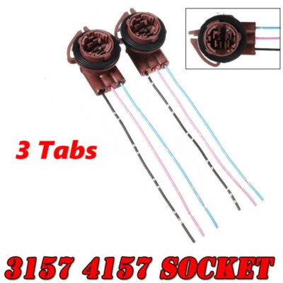 2X 3157 4157 Bulb Socket Turn Signal Brake Light Harness Wire Plug Connector - Image 1 of 4