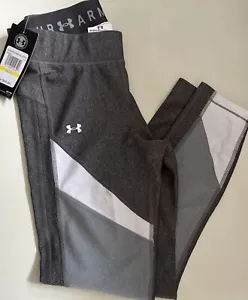 NWT Womens UA Ladies Under Armour Leggings Waistband Ankle Pants Gray White Med - Picture 1 of 7