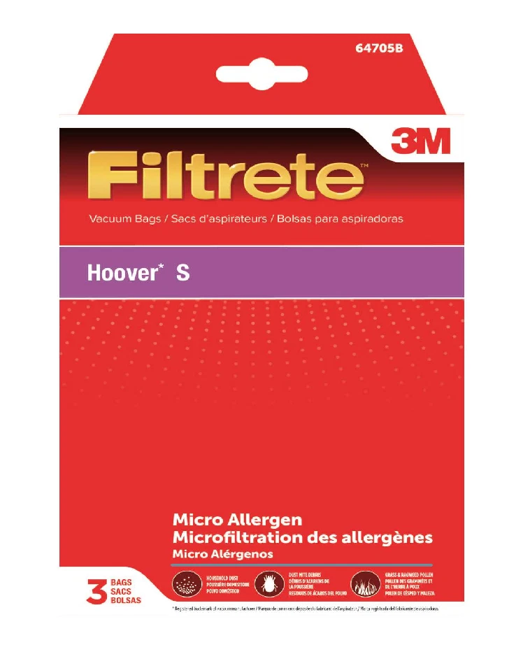 Filtrete 3M Vacuum Bags Hoover S Micro Allergen 3 Bags 64705A. - Image 1 of 1