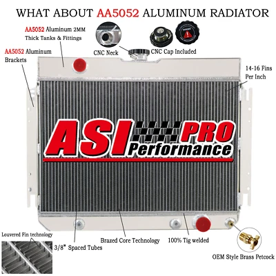 For 1963-1968 Chevrolet El Camino/Biscayne/Impala V8 L6 3Row Aluminum Radiator - Image 1 of 4