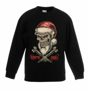 Santa Skull and Cross Bones Christmas Childrens Kids Sweatshirt Jumper - Picture 1 of 2