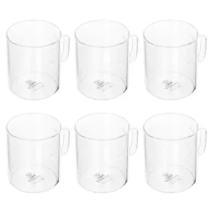 6pc Wilmax England 100ml Thermo Glass Cup Coffee/Tea Drink Mug w/ Handle Clear - Picture 1 of 2