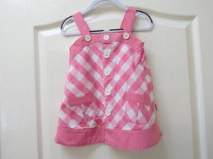 Vintage Smocked Pumpkin Patch Pink Gingham Dungaree Pinafore Dress Age 12- 18M - Picture 1 of 2