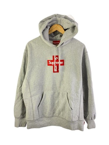 Felpa Supreme con cappuccio 20aw cross box logo M cotone GRIGIO tinta unita usata
